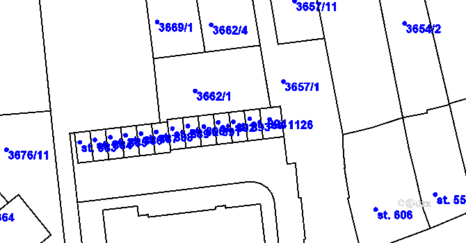 Parcela st. 893 v KÚ Bojkovice, Katastrální mapa