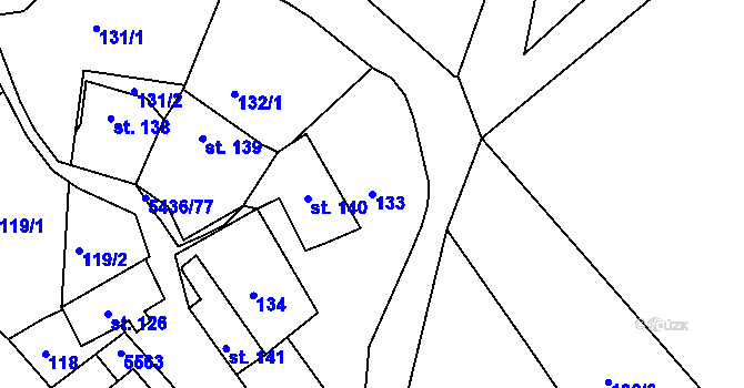 Parcela st. 133 v KÚ Bojkovice, Katastrální mapa