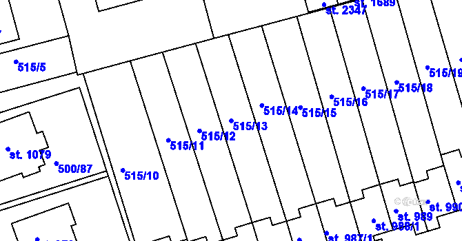 Parcela st. 515/13 v KÚ Bojkovice, Katastrální mapa