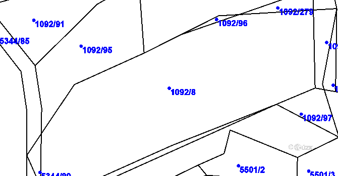 Parcela st. 1092/8 v KÚ Bojkovice, Katastrální mapa