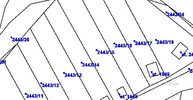 Parcela st. 2443/15 v KÚ Bojkovice, Katastrální mapa