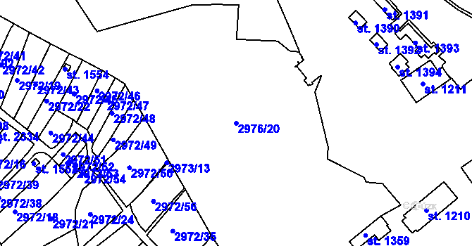 Parcela st. 2976/20 v KÚ Bojkovice, Katastrální mapa