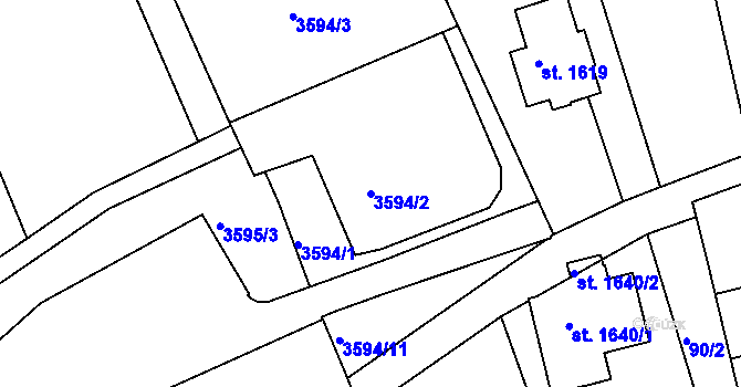 Parcela st. 3594/2 v KÚ Bojkovice, Katastrální mapa