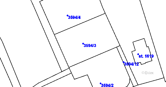 Parcela st. 3594/3 v KÚ Bojkovice, Katastrální mapa
