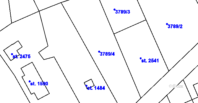 Parcela st. 3789/4 v KÚ Bojkovice, Katastrální mapa