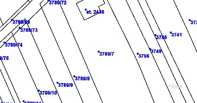 Parcela st. 3789/7 v KÚ Bojkovice, Katastrální mapa