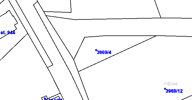 Parcela st. 3969/4 v KÚ Bojkovice, Katastrální mapa