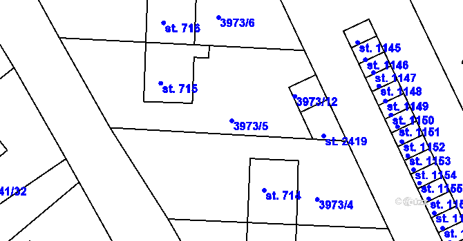 Parcela st. 3973/5 v KÚ Bojkovice, Katastrální mapa
