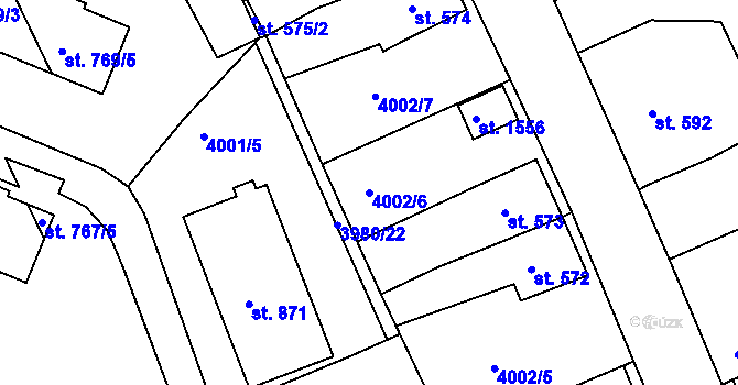 Parcela st. 4002/6 v KÚ Bojkovice, Katastrální mapa