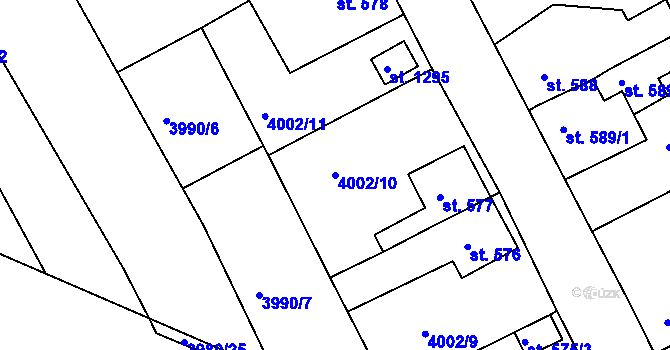 Parcela st. 4002/10 v KÚ Bojkovice, Katastrální mapa