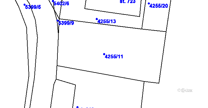Parcela st. 4255/11 v KÚ Bojkovice, Katastrální mapa