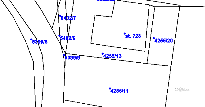 Parcela st. 4255/13 v KÚ Bojkovice, Katastrální mapa