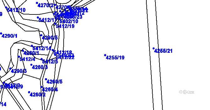 Parcela st. 4255/19 v KÚ Bojkovice, Katastrální mapa