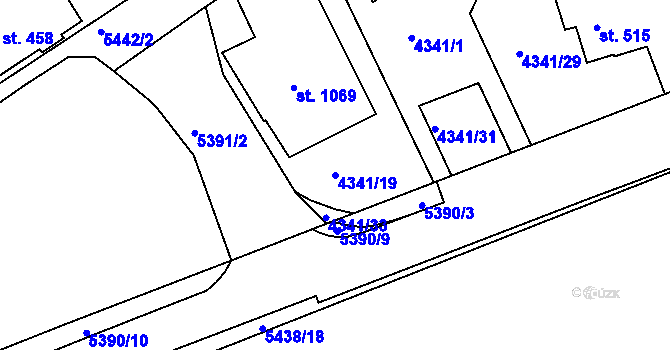 Parcela st. 4341/19 v KÚ Bojkovice, Katastrální mapa
