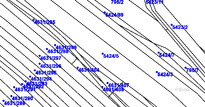 Parcela st. 5424/5 v KÚ Bojkovice, Katastrální mapa