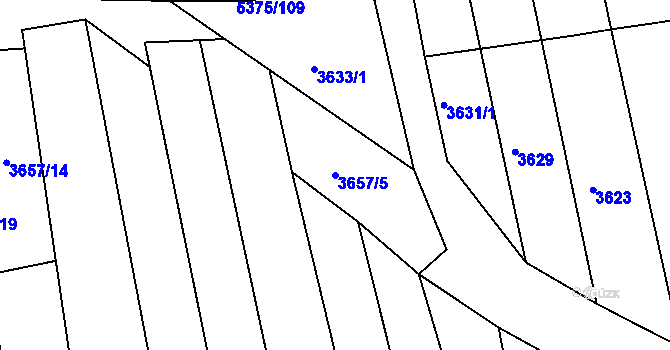 Parcela st. 3657/5 v KÚ Bojkovice, Katastrální mapa