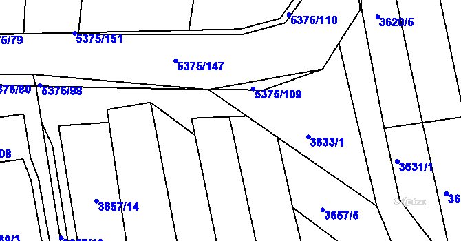 Parcela st. 3657/7 v KÚ Bojkovice, Katastrální mapa