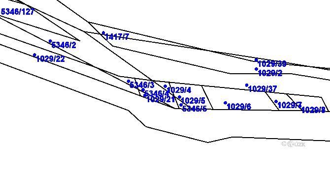 Parcela st. 1029/4 v KÚ Bojkovice, Katastrální mapa