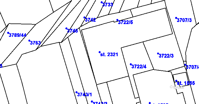Parcela st. 2321 v KÚ Bojkovice, Katastrální mapa