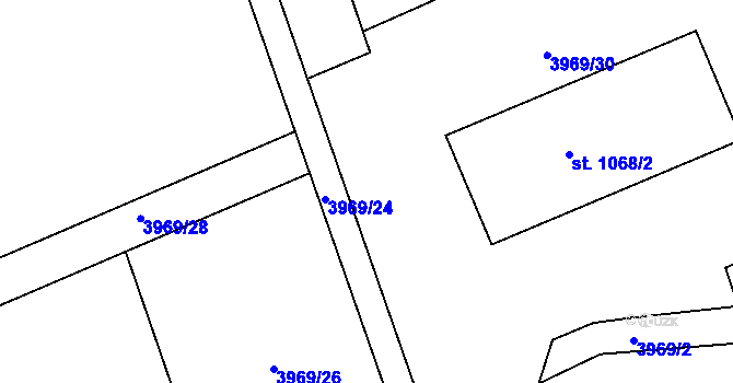 Parcela st. 3969/23 v KÚ Bojkovice, Katastrální mapa