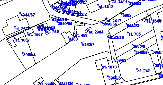 Parcela st. 5442/7 v KÚ Bojkovice, Katastrální mapa