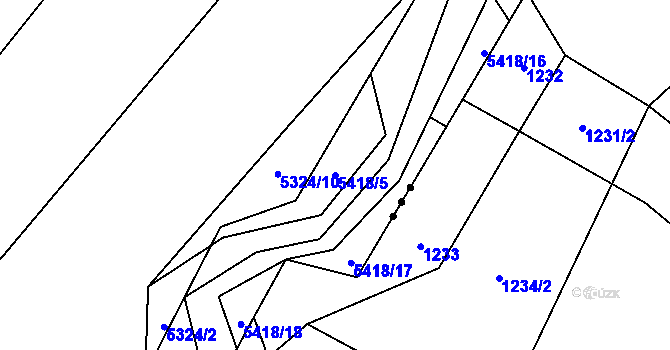 Parcela st. 5418/5 v KÚ Bojkovice, Katastrální mapa