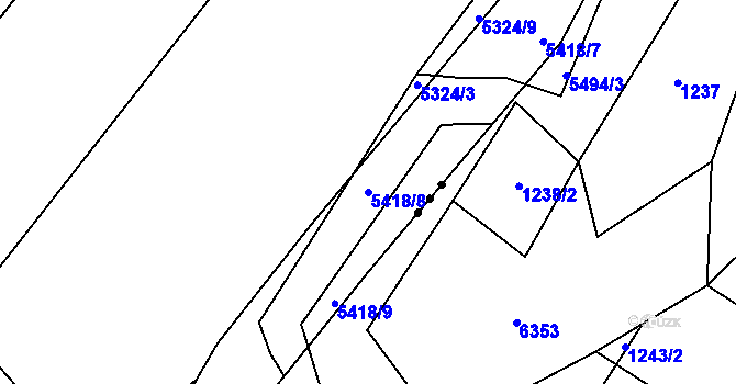 Parcela st. 5418/8 v KÚ Bojkovice, Katastrální mapa