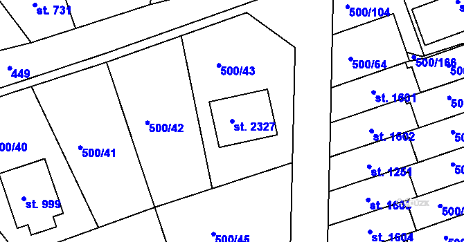Parcela st. 2327 v KÚ Bojkovice, Katastrální mapa