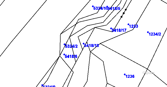 Parcela st. 5418/18 v KÚ Bojkovice, Katastrální mapa