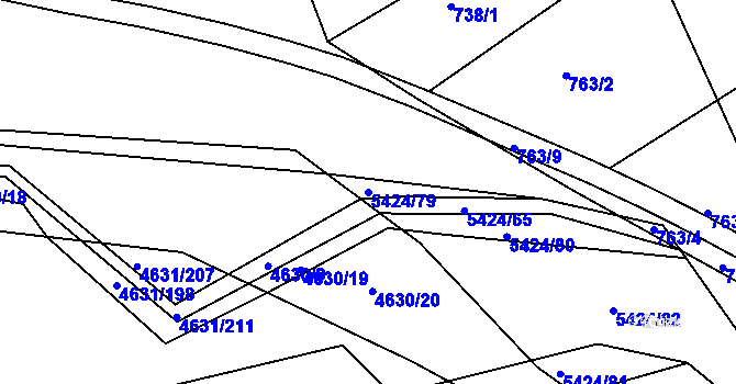 Parcela st. 5424/79 v KÚ Bojkovice, Katastrální mapa