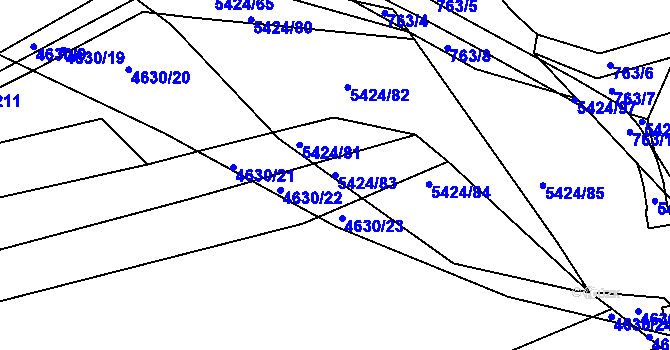 Parcela st. 5424/83 v KÚ Bojkovice, Katastrální mapa