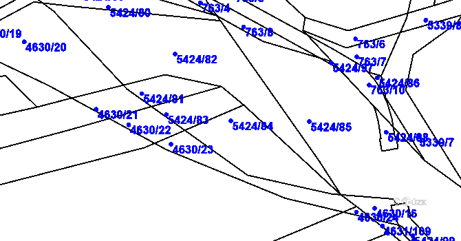 Parcela st. 5424/84 v KÚ Bojkovice, Katastrální mapa