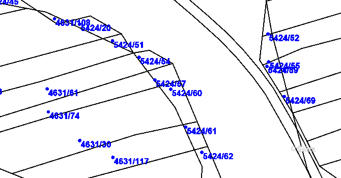 Parcela st. 5424/60 v KÚ Bojkovice, Katastrální mapa