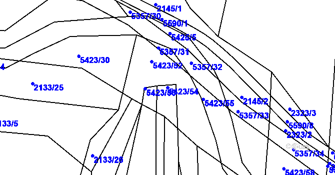 Parcela st. 5423/54 v KÚ Bojkovice, Katastrální mapa