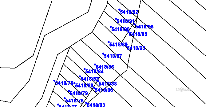 Parcela st. 5418/87 v KÚ Bojkovice, Katastrální mapa