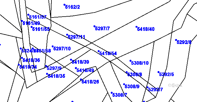 Parcela st. 5418/54 v KÚ Bojkovice, Katastrální mapa