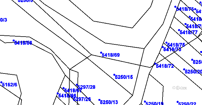 Parcela st. 5418/69 v KÚ Bojkovice, Katastrální mapa