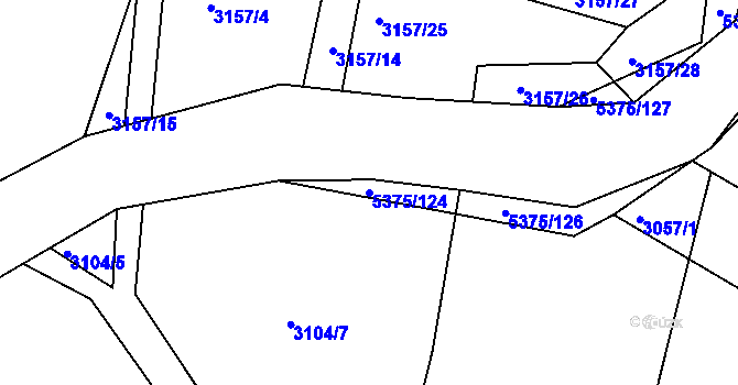 Parcela st. 5375/124 v KÚ Bojkovice, Katastrální mapa