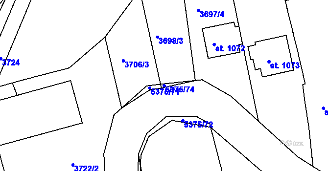 Parcela st. 5375/74 v KÚ Bojkovice, Katastrální mapa