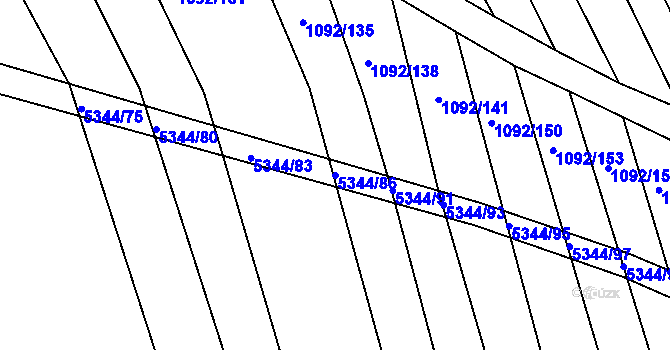 Parcela st. 5344/86 v KÚ Bojkovice, Katastrální mapa