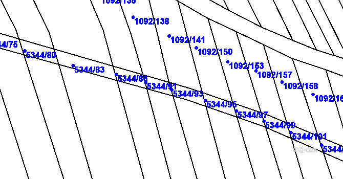 Parcela st. 5344/93 v KÚ Bojkovice, Katastrální mapa