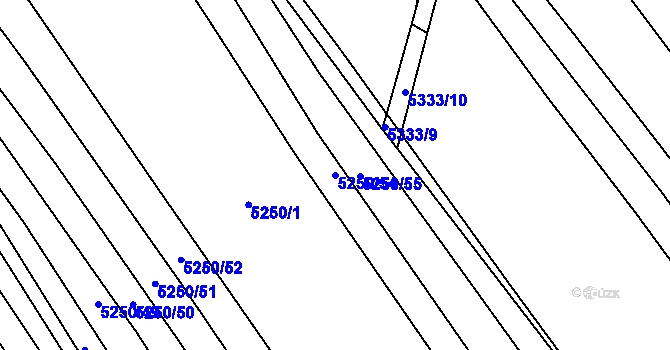Parcela st. 5250/54 v KÚ Bojkovice, Katastrální mapa