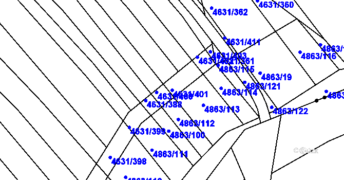 Parcela st. 4631/401 v KÚ Bojkovice, Katastrální mapa