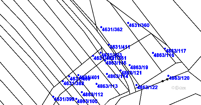 Parcela st. 4631/403 v KÚ Bojkovice, Katastrální mapa