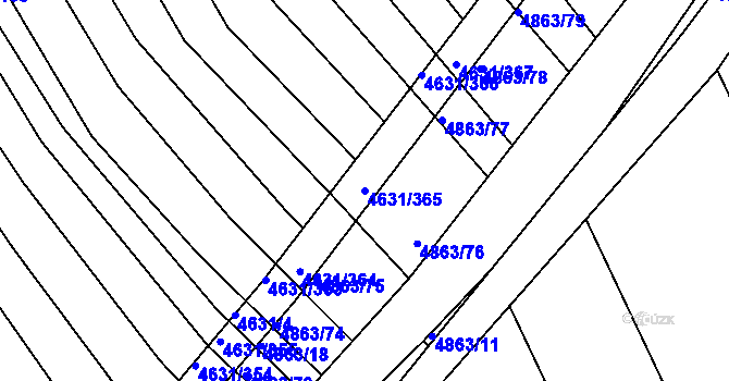 Parcela st. 4631/365 v KÚ Bojkovice, Katastrální mapa