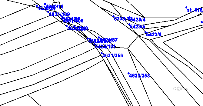 Parcela st. 4631/356 v KÚ Bojkovice, Katastrální mapa