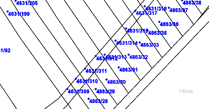 Parcela st. 4631/313 v KÚ Bojkovice, Katastrální mapa