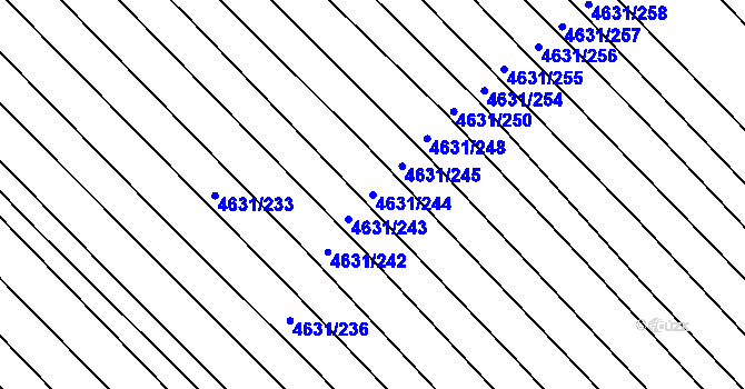 Parcela st. 4631/244 v KÚ Bojkovice, Katastrální mapa