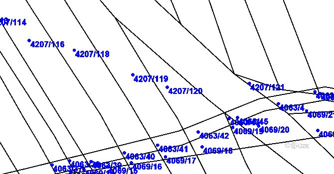 Parcela st. 4207/120 v KÚ Bojkovice, Katastrální mapa