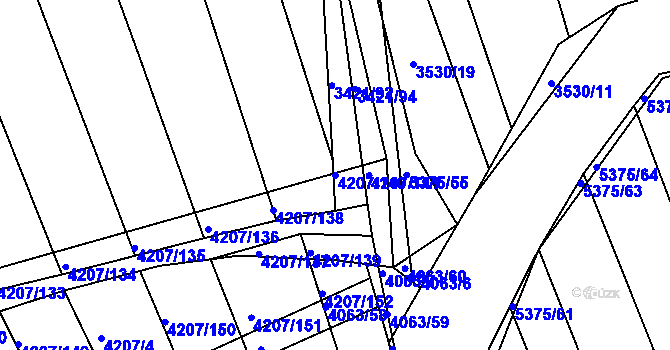 Parcela st. 4207/140 v KÚ Bojkovice, Katastrální mapa